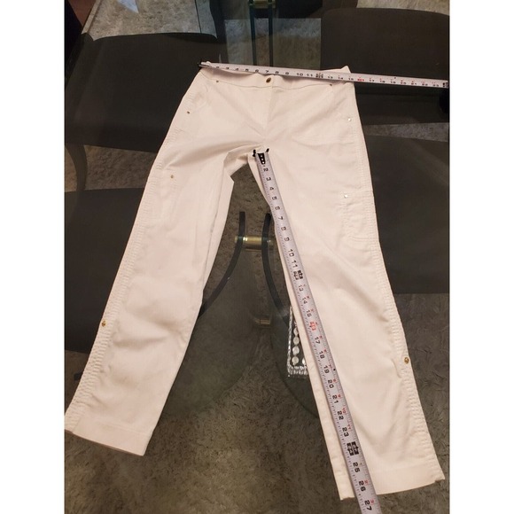 Chico's Women's White Slash Pockets Flat Front Straight Leg Cargo Pants 00 (2) - Picture 10 of 12